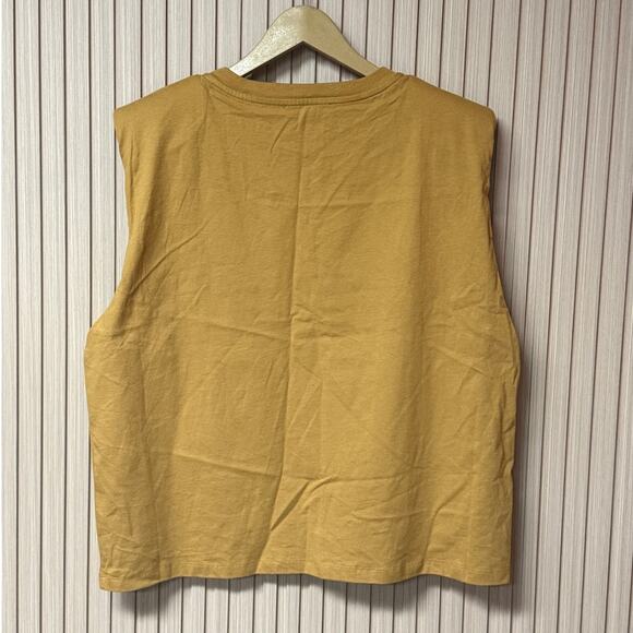 AllSaints Coni Tank Ochre Yellow Padded Shoulder Top Women’s Size L - Picture 2 of 8